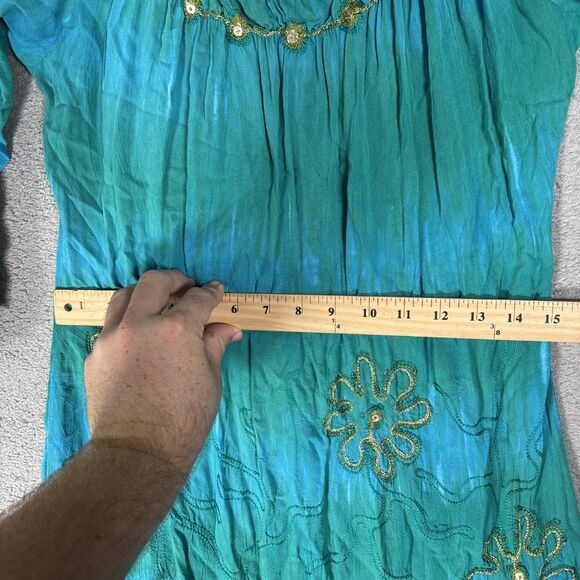 Krista Lee Womens Size M Blouse Crinkle Ombre Hippy Boho Gypsy Fairycore Peasant - Picture 9 of 13